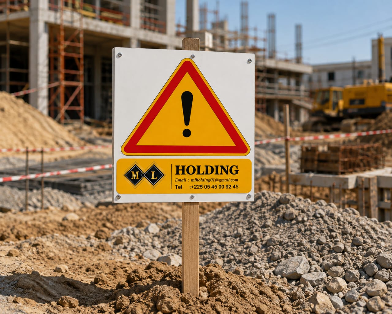 Signalisation en place sur chantier bâtiment